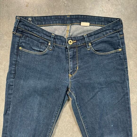H&M Women's Mid-Rise Straight-Leg Skinny Fit Denim Jeans Blue Dark-Wash Size 28 - Picture 2 of 14